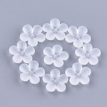 Transparent Acrylic Beads, Frosted, Flower, Clear, 21x21.5x6mm, Hole: 1.2mm, about 420pcs/500g