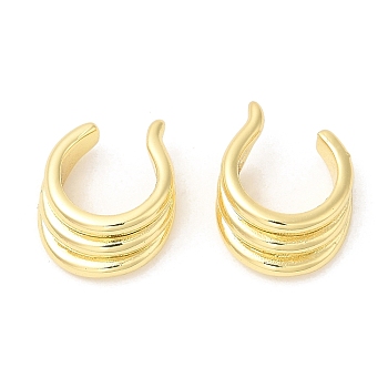 Rack Plating Brass Cuff Earrings for Women, Lead Free & Cadmium Free, Long-Lasting Plated, Real 18K Gold Plated, 14x11x4mm