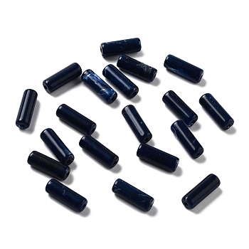 Opaque Acrylic Beads, Two Tone, Column, Black, 13.5x4.7mm, Hole: 1.4mm