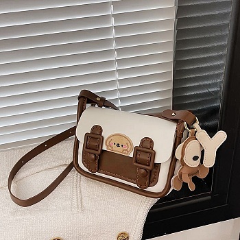 DIY PU Leather Dog Pattern Crossbody Lady Bag Making Sets, with Magnetic Button, Valentine's Day Gift for Girlfriend, Floral White, 20x14x8cm