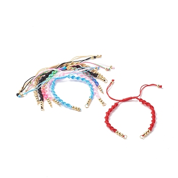 Bracelet Making Accessories, with Braided Nylon Thread, Brass Beads & 304 Stainless Steel Jump Rings, Mixed Color, 6-1/8x1/4 inch(15.7~28.5x0.5cm)