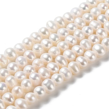 Natural Cultured Freshwater Pearl Beads Strands, Potato, Grade 4A, PapayaWhip, 5~8x6~7mm, Hole: 0.5mm, about 61pcs/strand, 14.17 inch(36cm)