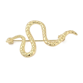 Alloy Brooches, Snake, Golden, 32x59mm