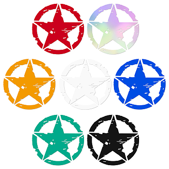 7 Sheets 7 Colors Star Plastic Self Adhesive Car Stickers, Star Waterproof Decals for Vehicle Decoration, Mixed Color, 154x151x0.2mm, 1 sheet/color