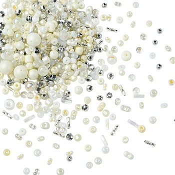 50G Baking Paint Glass Seed Beads, for Jewelry Making, Mixed Shapes, Beige, 1.8~9.2x2.2~9.2x3.5~9.2mm, Hole: 0.7~2.5mm