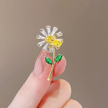 Alloy Rhinestone Brooch, Sun Flower, Crystal, 30~50mm