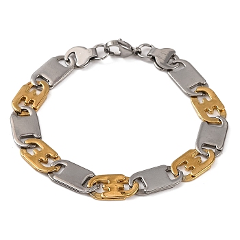 304 Stainless Steel Mariner Link Chain Bracelets, with 201 Stainless Steeel Findings, Golden & Stainless Steel Color, 8-3/4 inch(22.1cm)