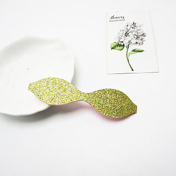 Glitter Non Woven Fabric Decoration Accessories, with Paillette/Sequins, Hair Bow, Bowknot, Green Yellow, 105x25x0.02mm