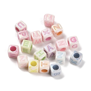 Plastics Beads, Craft Beads, Letter A~Z Theme, Square, 6.5x6.5x6.5mm, Hole: 3.5mm, 1923pcs/500g