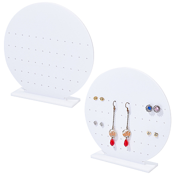 Acrylic Earring Display Stands, Detachable, Round, White, Finished Product: 16.5x3.8x16.5cm, Hole: 2mm, 2pcs/set