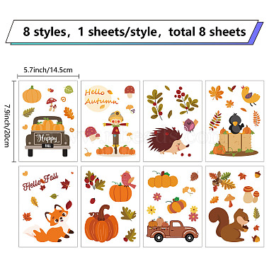 8 Sheets 8 Styles Autumn PVC Waterproof Wall Stickers(DIY-WH0345-088)-2