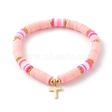 Polymer Clay Heishi Beads Stretch Bracelets Sets for Valentine's Day(BJEW-JB06298-03)-2