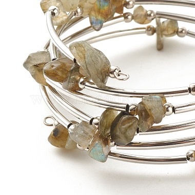 5-bracelets enveloppants en perles de labradorite naturelle à boucles pour femmes(BJEW-JB01517-07)-5