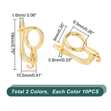 20Pcs 2 Colors Brass Huggie Hoop Earring Findings(KK-AR0003-04)-2