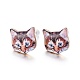 Real 14K Gold Plated Alloy Kitten Stud Earrings(EJEW-G148-01G-01)-1