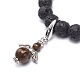 Natural Lava Rock & Gemstone Stretch Bracelet with Alloy Fairy Charms(BJEW-JB08730)-5