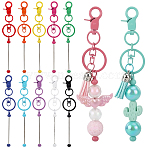 12Pcs 12 Colors Alloy Beadable Keychain Bar, with Key Rings and Clasps for Bag Ornaments, Mixed Color, 149mm, 1pc/color(KEYC-SC0001-45)