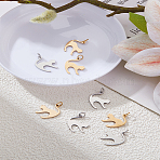 8Pcs 2 Colors 201 Stainless Steel Kitten Pendants, Cat with Arched Back Shape, Mixed Color, 17.5x14.5x1mm, Hole: 3mm, 4pcs/color(STAS-LP0004-65)