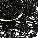 Opaque Glass Bugle Beads, Black, 18x2.5mm, Hole: 0.5mm, about 2500pcs/bag(SEED-R028-2x18-C01)