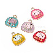 Alloy Enamel Pendants, Tumbler Charm, Golden, Mixed Color, 18x16x2.5mm, Hole: 2.5mm(ENAM-H039-04G)