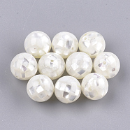Resin Beads, with White Shell, Round, White, 10~10.5mm, Hole: 1mm(SSHEL-T007-10mm-02)