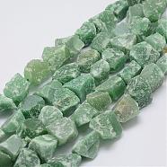 Raw Rough Natural Green Aventurine Beads Strands, Nuggets, 15~20x14~18x10~14mm, Hole: 1mm, about 25pcs/strand, 14.9 inch(38cm)(G-E343-03)