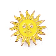 Alloy Brooches, Enamel Pins, Sun, 28.5x28x2mm(JEWB-K021-04A-RG)