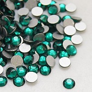 Emerald Faceted Glass Flat Back Rhinestone for Nail Art, Grade A, Back Plated, Half Round, 2.7~2.8mm, about 1440pcs/bag(X-RGLA-C002-SS10-218)