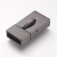 304 Stainless Steel Magnetic Clasps, Rectangle, Gunmetal, 23x12x6mm, Hole: 3x10mm(STAS-I045-04-B)