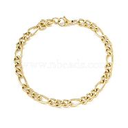 Vacuum Plating 304 Stainless Steel Figaro Chains Bracelet for Men Women, Golden, 9-1/8 inch(23cm)(STAS-E001-08G)