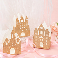 Castle Shape Paper Glitter Candy Boxes, for Wedding Party Gift Box, Gold, 8.9x5x14.7cm, 12pcs/set(CON-WH0083-12)