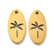 304 Stainless Steel Charms, Laser Cut, Coconut Tree, Golden, Oval, 11.7x6x1mm, Hole: 1mm(STAS-H184-04A-G)