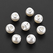 ABS Plastic Imitation Pearl Charms, Round, Creamy White, 10x9.5mm, Hole: 1.5mm(KK-N242-018)