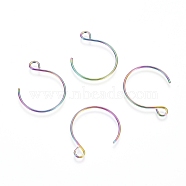Ion Plating(IP) 304 Stainless Steel Earring Hooks, Rainbow Color, 22x18mm, Hole: 2.5mm, Pin: 0.8mm(X-STAS-L216-02A-M)