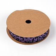 Gauze Polyester Organza Ribbons, Leopard-Printed Pattern, Purple, 1 inch(25mm), 20yard/roll(ORIB-TAC0027-15C)
