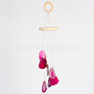 Nuggets Natural Agate Wind Chime, for Outdoor Home Garden Decor Geode Hanging Decorations , Fuchsia, 315mm(PW23051617324)