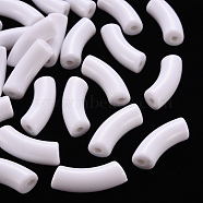Opaque Acrylic Beads, Curved Tube, Creamy White, 36x13.5x11.5mm, Hole: 4mm, about 133pcs/500g(MACR-S372-001B-S001)