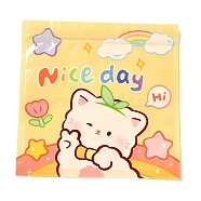 Square Plastic Packaging Zip Lock Bags, with Cartoon Cat Pattern, Top Self Seal Pouches, Gold, 16x16x0.01~0.15cm, Unilateral Thickness: 2.5 Mil(0.065mm)(OPP-D004-01C)