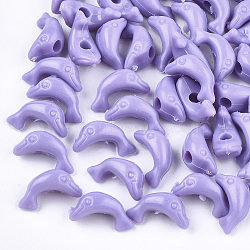 Opaque Acrylic Beads, Dolphin, Lilac, 7.5~8x14.5x7mm, Hole: 2.5mm, about 1200pcs/500g(SACR-T344-07B)