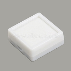 Plastic Jewelry Set Boxes, with Velvet Inside, Square, White, 40x40x15mm(OBOX-G007-03B)