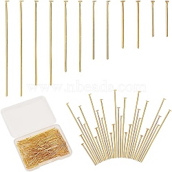 ARRICRAFT 6 Styles 304 Stainless Steel Flat Head Pins, Real 16K Gold Plated, 15~40x0.7mm, 21 Gauge, Head: 1.5mm, 40pcs/style, 240pcs/box(STAS-AR0002-28G)