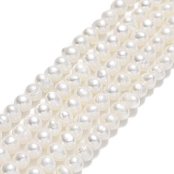 Natural Cultured Freshwater Pearl Beads Strands, Potato, Beige, 4.5~5x5.5~6x5~5.5mm, Hole: 0.7mm, about 75~76pcs/strand, 13.78~13.86 inch(35~35.2cm)(PEAR-F018-15)