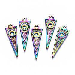 Rainbow Color Alloy Pendant Cabochon Settings, Cadmium Free & Nickel Free & Lead Free, Triangle, Tray: 2mm, 28.5x9x2mm, Hole: 1.8mm(PALLOY-N163-111-NR)