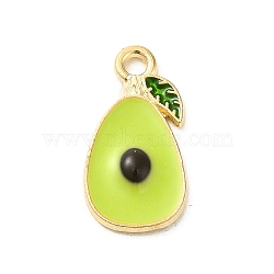 Alloy Enamel Pendants, Light Gold, Fruit, Avocado, 18x9x2mm, Hole: 1.6mm(ENAM-E064-25KCG-04)