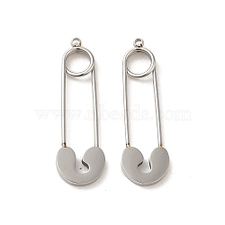 Non-Tarnish 304 Stainless Steel Pendants, Paper Clip Charms, Stainless Steel Color, 28x8.5x1.5mm, Hole: 1.2mm(STAS-L022-382P)