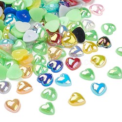 ABS Plastic Imitation Pearl Cabochons, AB Color Plated, Heart, Mixed Color, 7.5x7.5x3mm, 1200pcs/100g.(MACR-XCP0001-11)