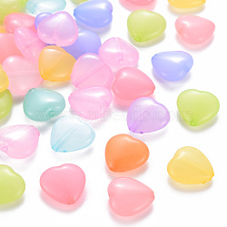 Transparent Acrylic Beads, Dyed, Heart, Mixed Color, 13.5x14x6mm, Hole: 1.5mm, about 775pcs/500g(TACR-S154-54E)