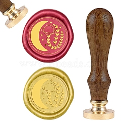 DIY Wood Wax Seal Stamp, Moon Pattern, 83x22mm, Head: 7.5mm, Stamps: 25x14.5mm(AJEW-WH0131-196)