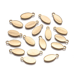 Oval Ion Plating(IP) 304 Stainless Steel Stamping Blank Tag Charms, Golden, 16x7x1mm, Hole: 1.5mm(STAS-L159-07G)