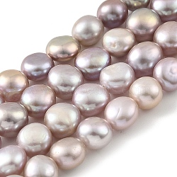 Natural Cultured Freshwater Pearl Beads Strands, Two Sides Polished, Thistle, 7~8mm, Hole: 0.5mm, about 25pcs/strand, 6.89''(17.5cm)(PEAR-A006-08I)